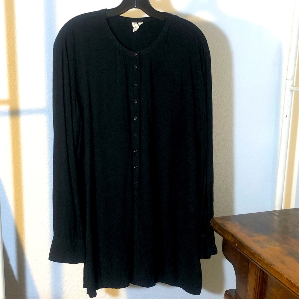 Treasure & Bond Jacquard Tunic Blouse in Black Size L